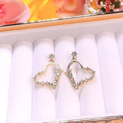 Heart Floral Dangle Earrings