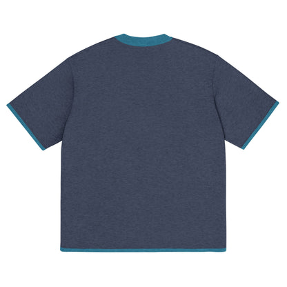 Navy Blue with Aqua Blue Trim Knitted classic tee