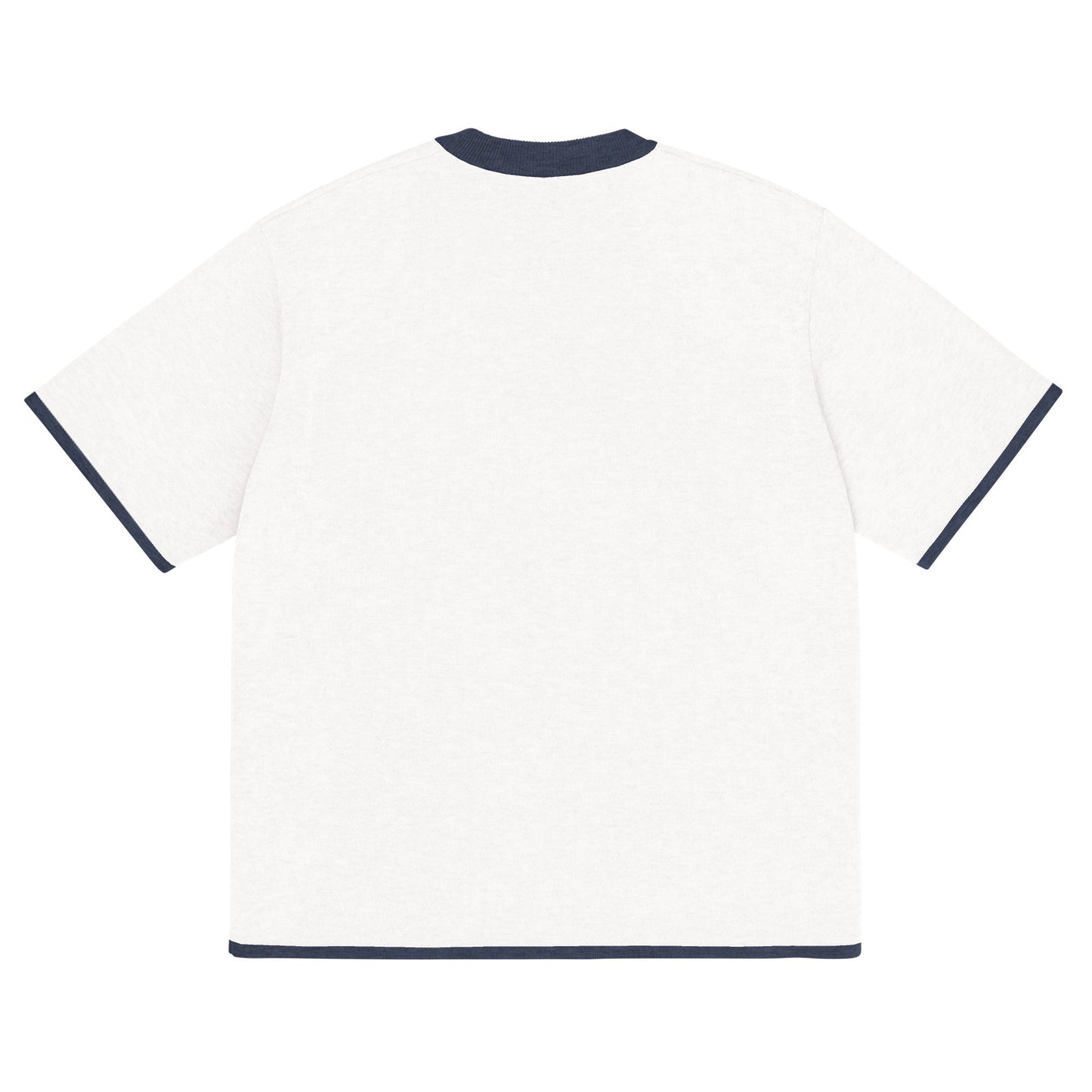 Bleach White with Navy Trim Knitted classic tee