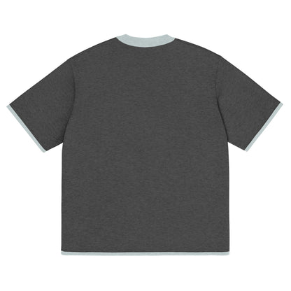 Charcoal with Powder Trim Knitted classic tee