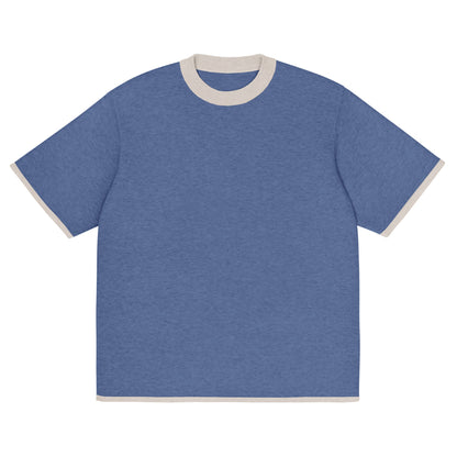 Denim Blue with Sand Trim Knitted classic tee