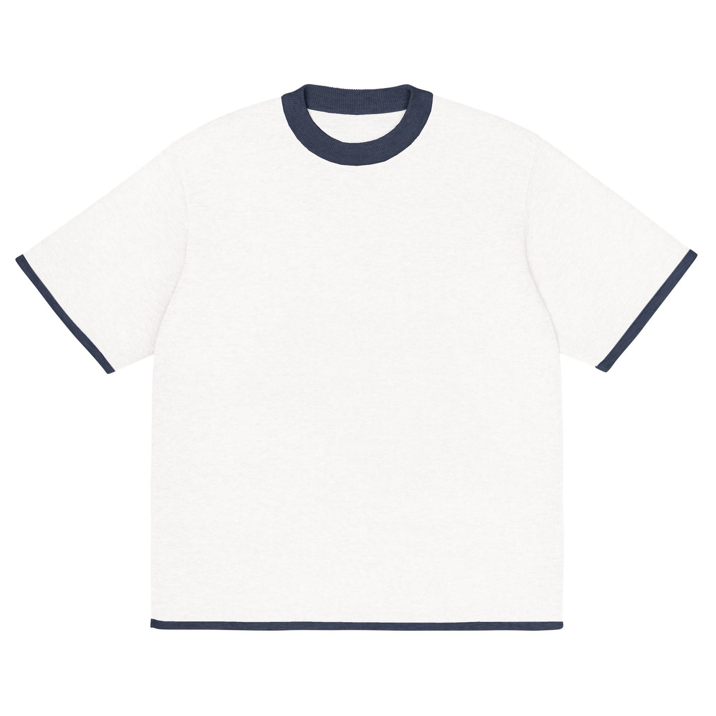 Bleach White with Navy Trim Knitted classic tee