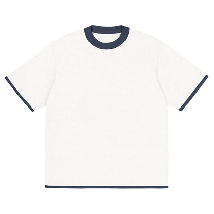 Bleach White with Navy Trim Knitted classic tee