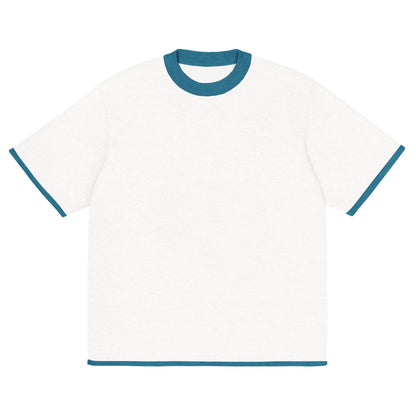 Bleach White with Aqua Blue Trim Knitted classic tee