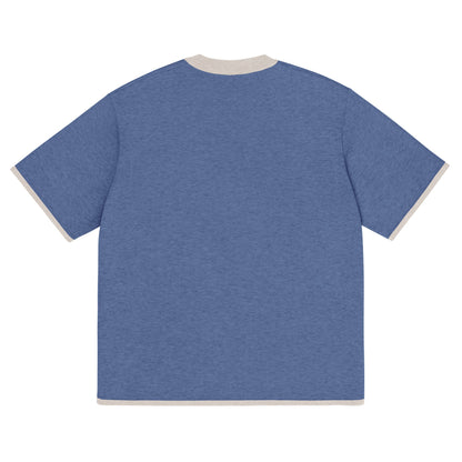 Denim Blue with Sand Trim Knitted classic tee