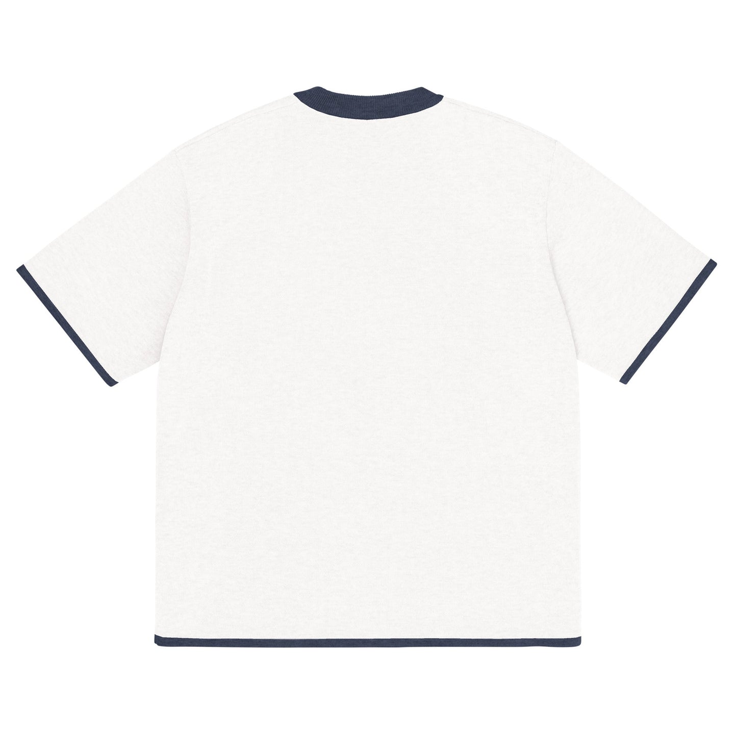 Bleach White with Navy Trim Knitted classic tee