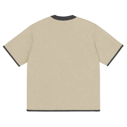 Beige with Charcoal Trim Knitted classic tee