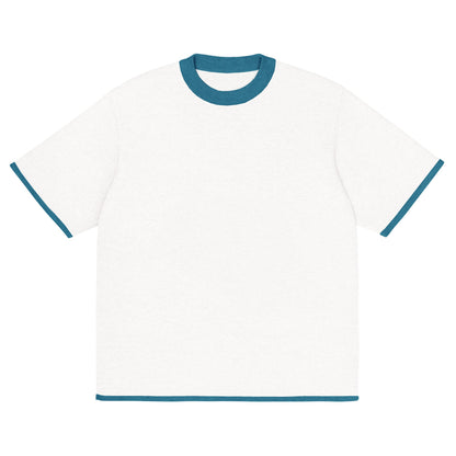 Bleach White with Aqua Blue Trim Knitted classic tee