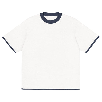 Bleach White with Navy Trim Knitted classic tee