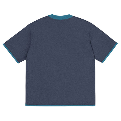 Navy Blue with Aqua Blue Trim Knitted classic tee