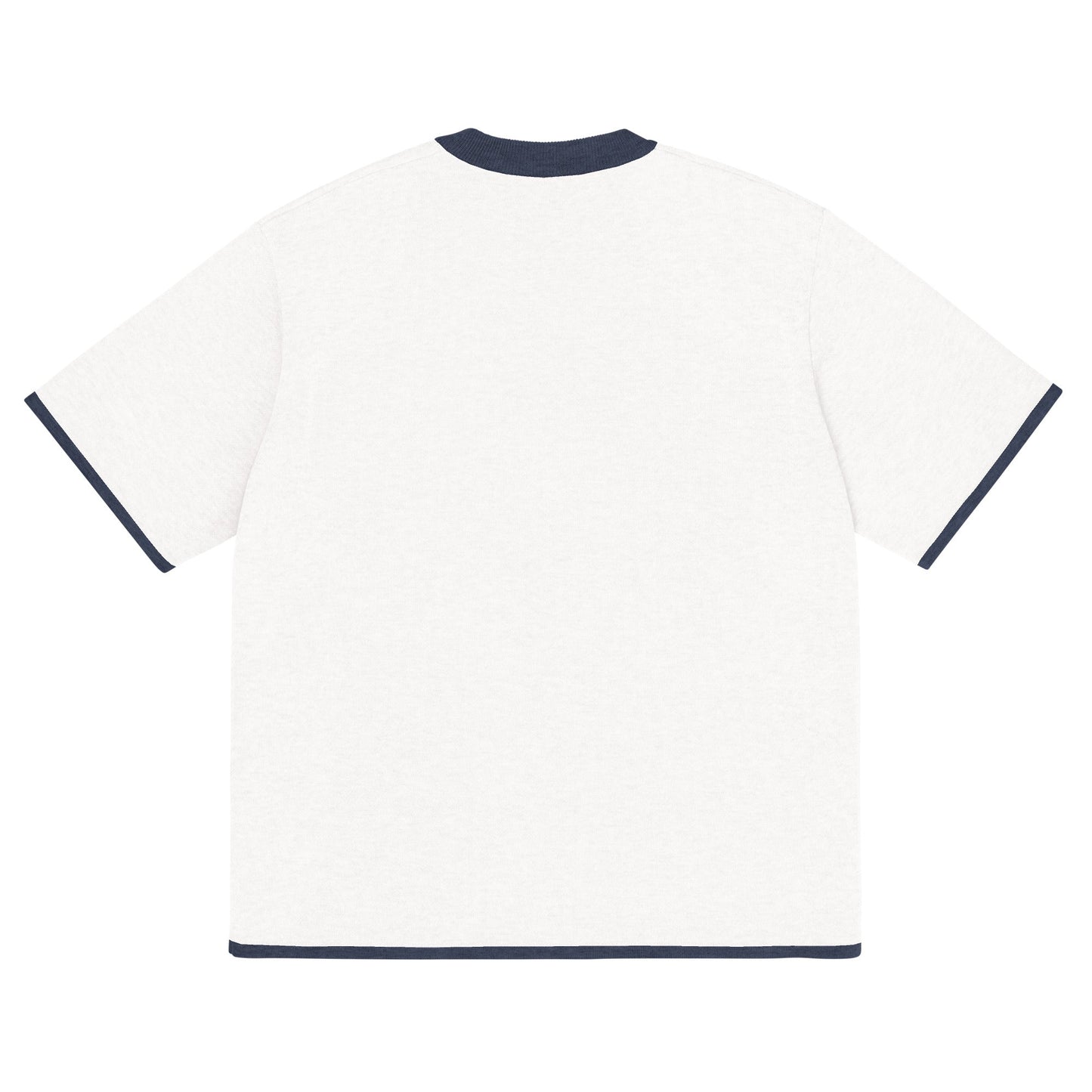 Bleach White with Navy Trim Knitted classic tee