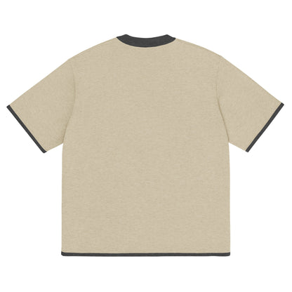 Beige with Charcoal Trim Knitted classic tee