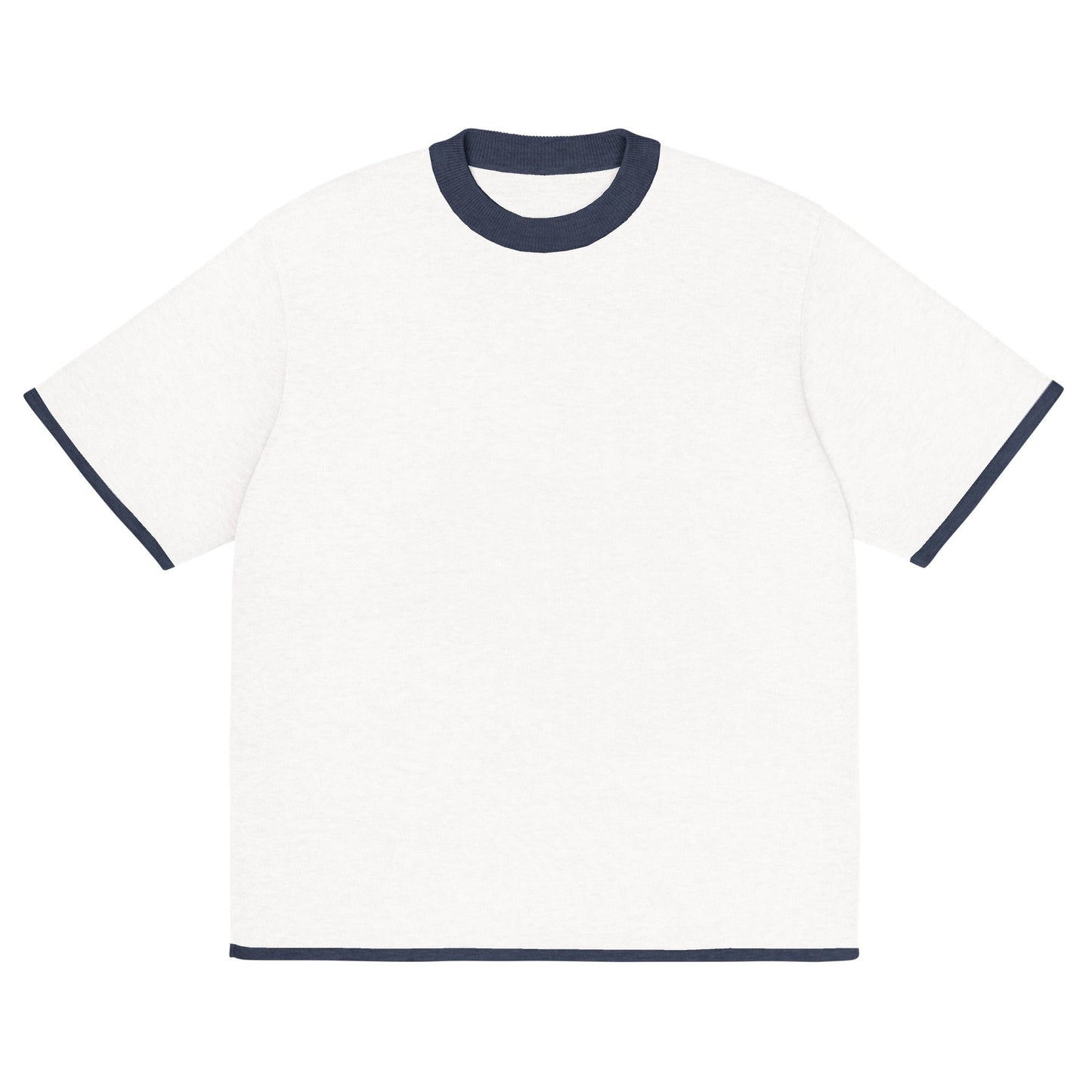 Bleach White with Navy Trim Knitted classic tee
