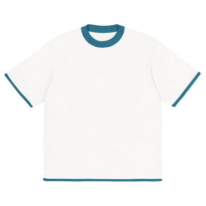 Bleach White with Aqua Blue Trim Knitted classic tee