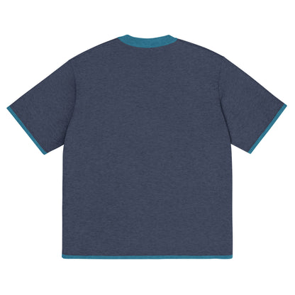 Navy Blue with Aqua Blue Trim Knitted classic tee