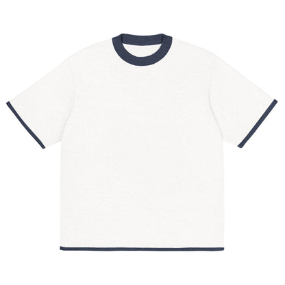 Bleach White with Navy Trim Knitted classic tee