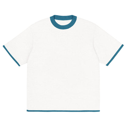 Bleach White with Aqua Blue Trim Knitted classic tee