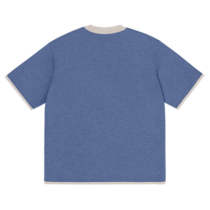Denim Blue with Sand Trim Knitted classic tee