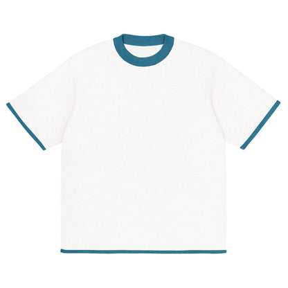 Bleach White with Aqua Blue Trim Knitted classic tee