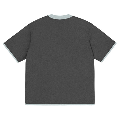 Charcoal with Powder Trim Knitted classic tee