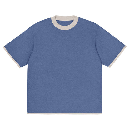 Denim Blue with Sand Trim Knitted classic tee