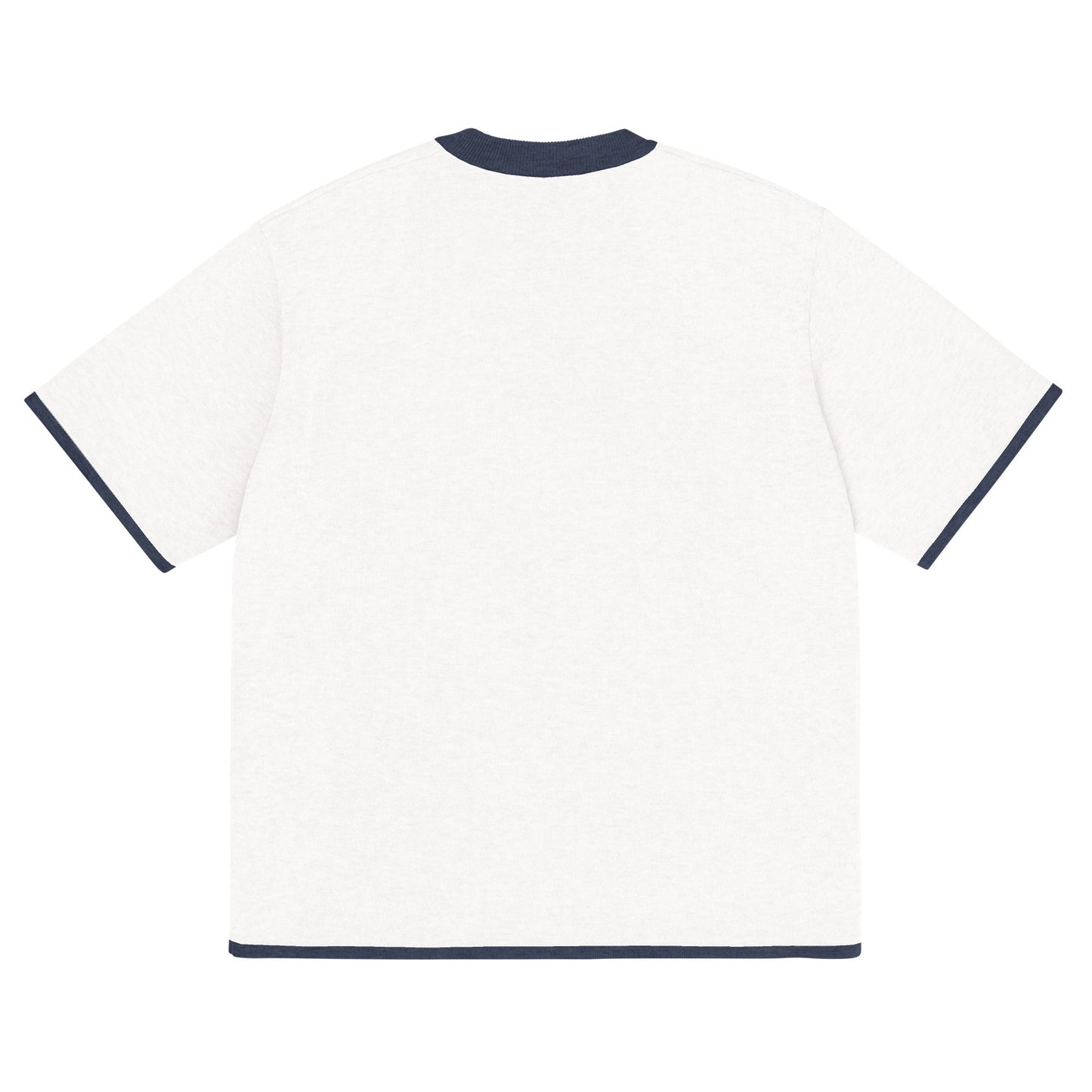 Bleach White with Navy Trim Knitted classic tee