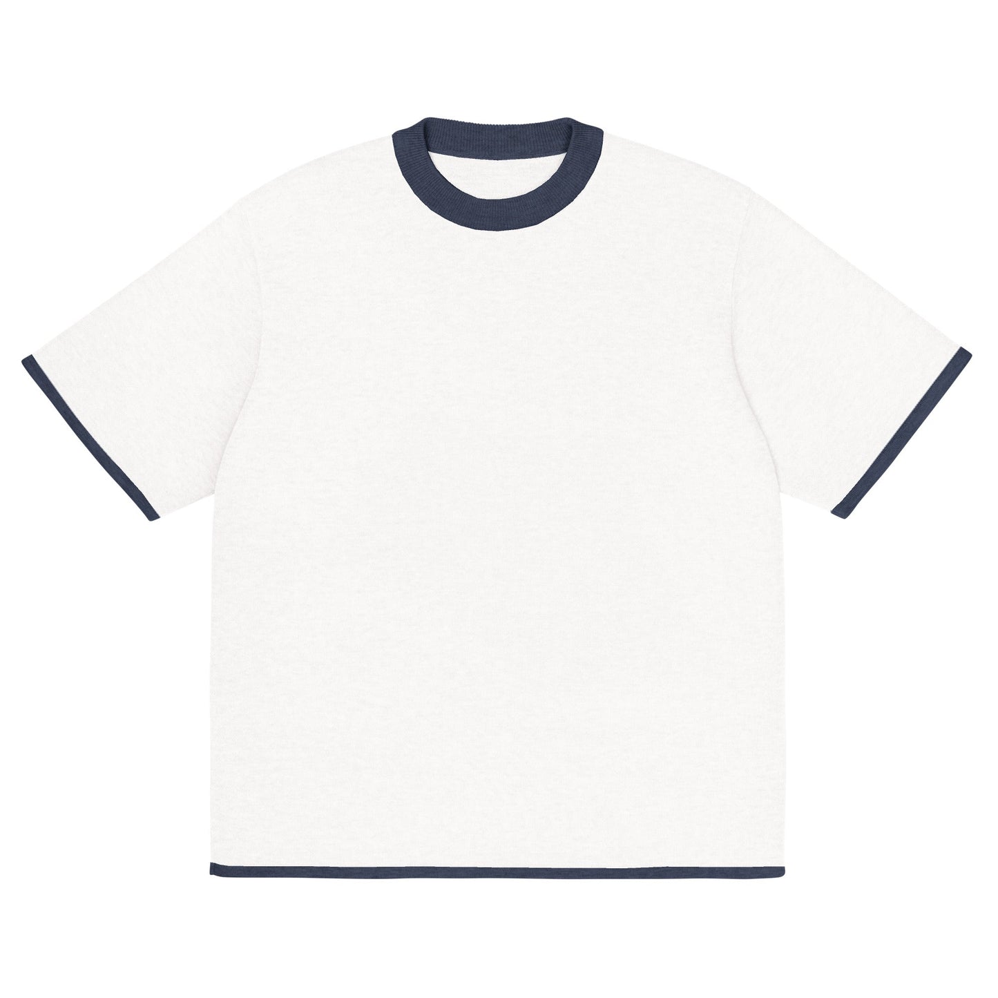 Bleach White with Navy Trim Knitted classic tee