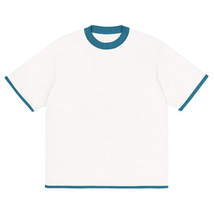 Bleach White with Aqua Blue Trim Knitted classic tee