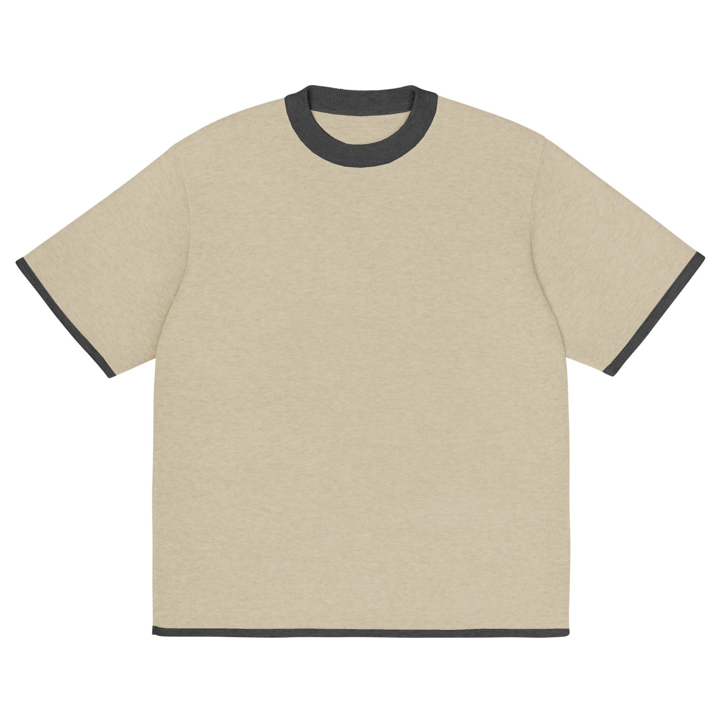 Beige with Charcoal Trim Knitted classic tee