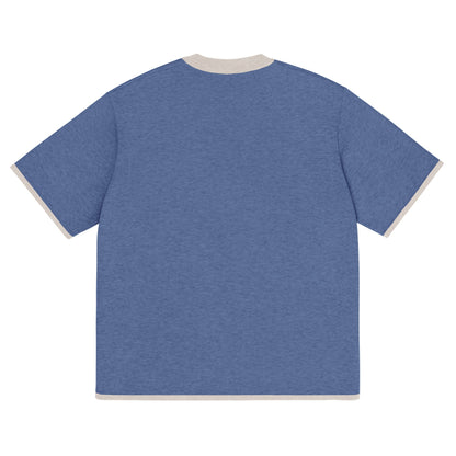 Denim Blue with Sand Trim Knitted classic tee