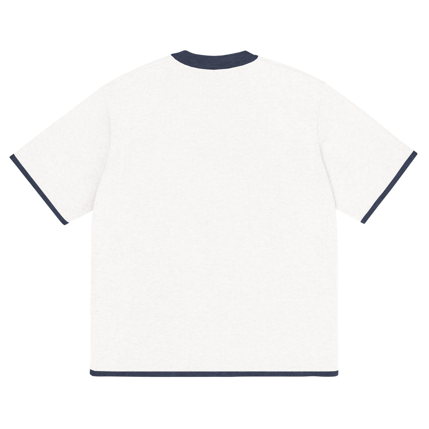 Bleach White with Navy Trim Knitted classic tee