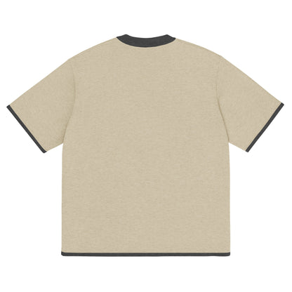Beige with Charcoal Trim Knitted classic tee