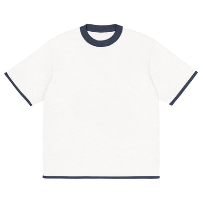Bleach White with Navy Trim Knitted classic tee