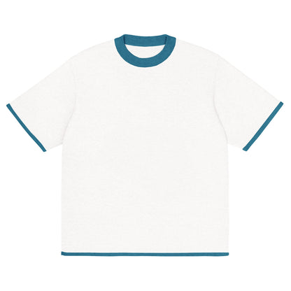 Bleach White with Aqua Blue Trim Knitted classic tee