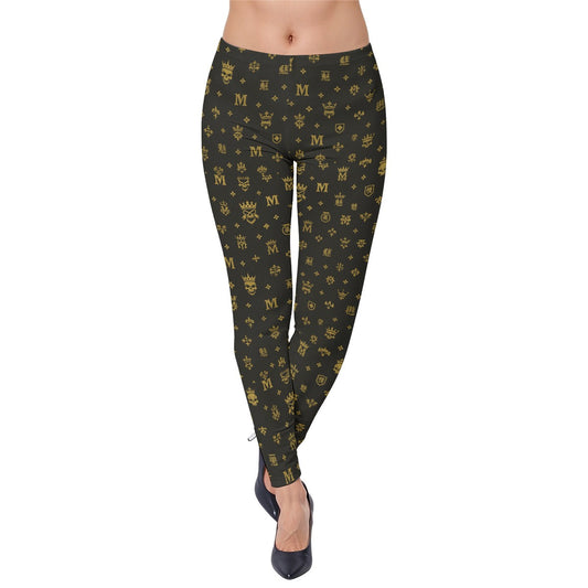 Munsieur Luxury Streetwear Leggings with Gold Pattern