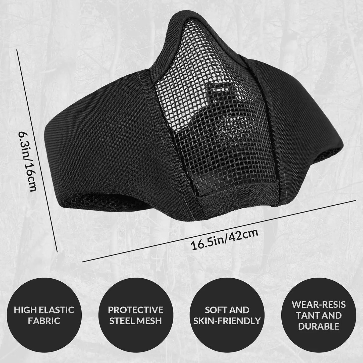 Votagoo Airsoft Mesh Mask Tactical Foldable Half Mesh Mask