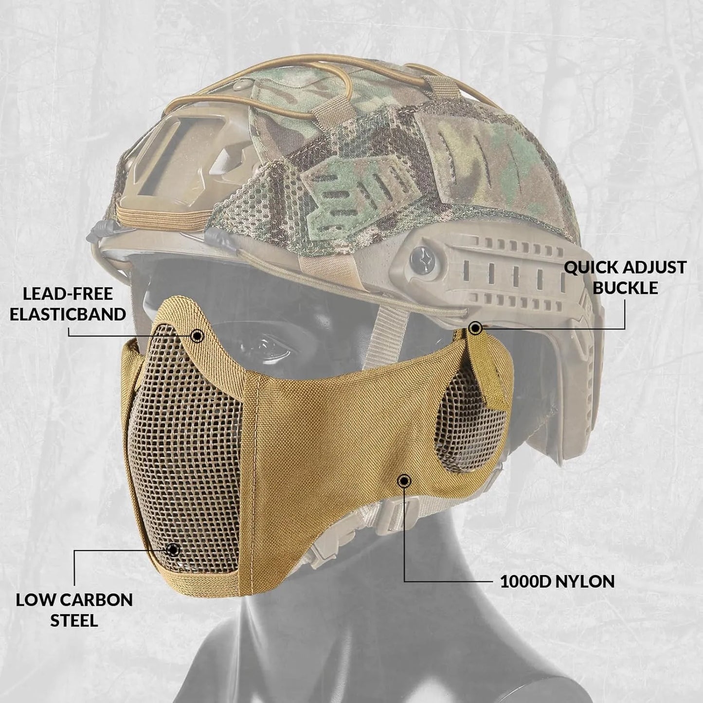 Votagoo Airsoft Mesh Mask Tactical Foldable Half Mesh Mask