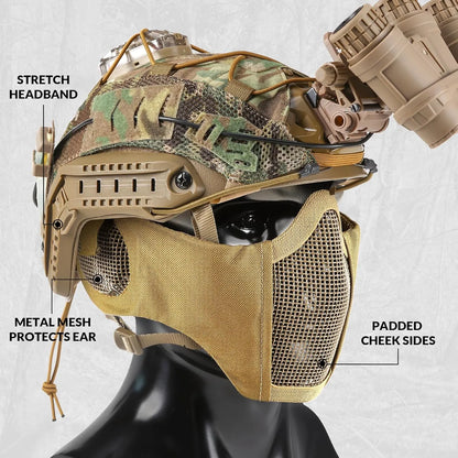 Votagoo Airsoft Mesh Mask Tactical Foldable Half Mesh Mask