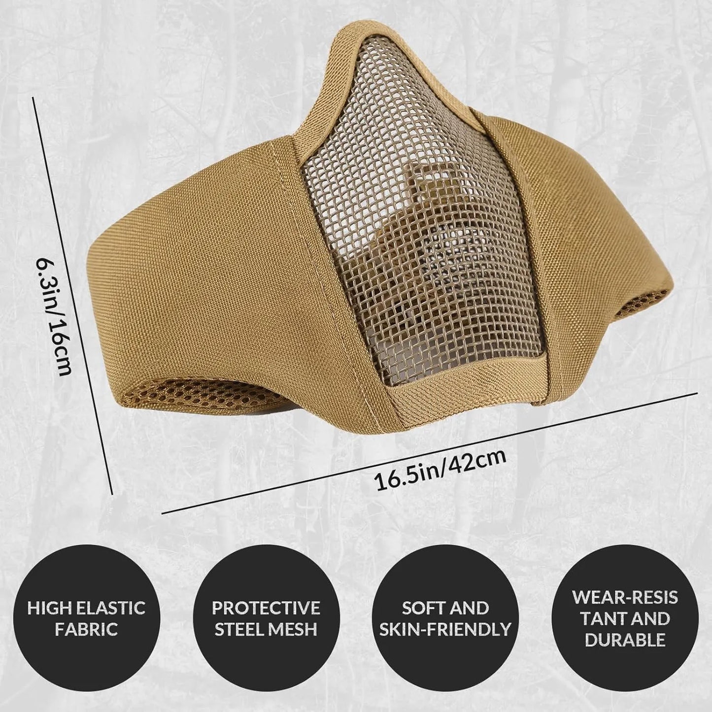 Votagoo Airsoft Mesh Mask Tactical Foldable Half Mesh Mask