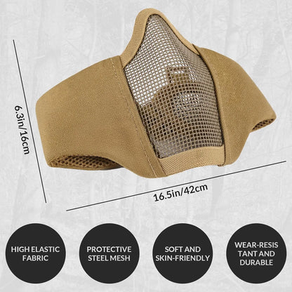 Votagoo Airsoft Mesh Mask Tactical Foldable Half Mesh Mask