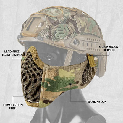 Votagoo Airsoft Mesh Mask Tactical Foldable Half Mesh Mask