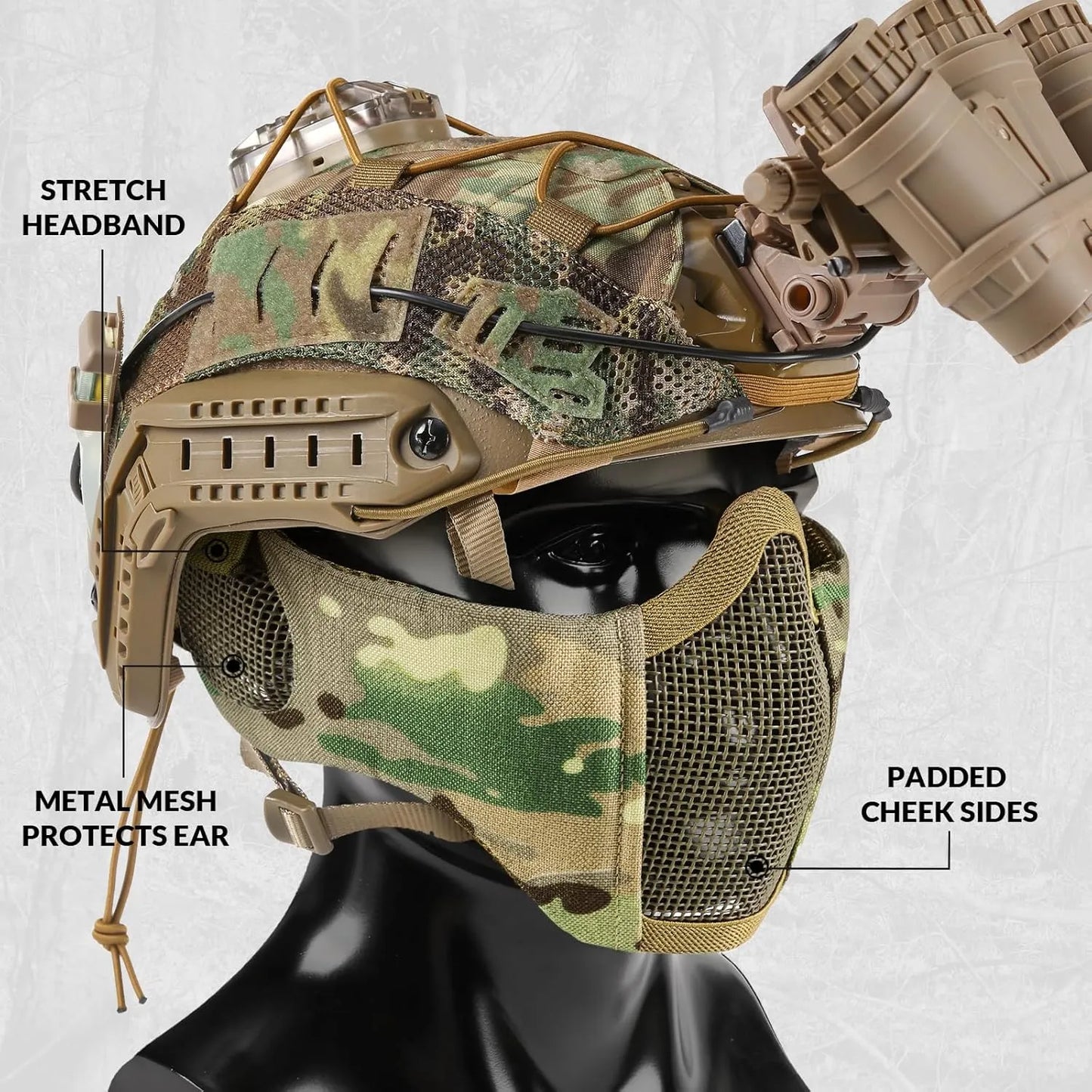 Votagoo Airsoft Mesh Mask Tactical Foldable Half Mesh Mask