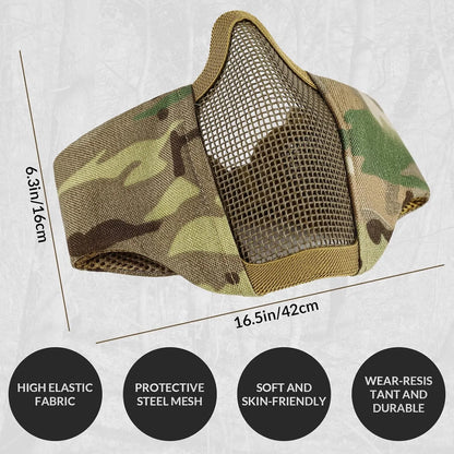 Votagoo Airsoft Mesh Mask Tactical Foldable Half Mesh Mask