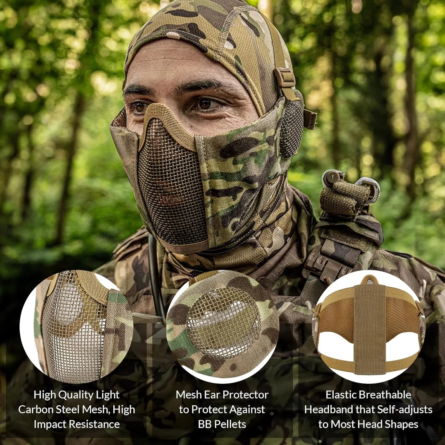 Votagoo Airsoft Mesh Mask Tactical Foldable Half Mesh Mask