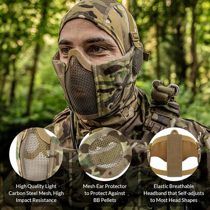 Votagoo Airsoft Mesh Mask Tactical Foldable Half Mesh Mask