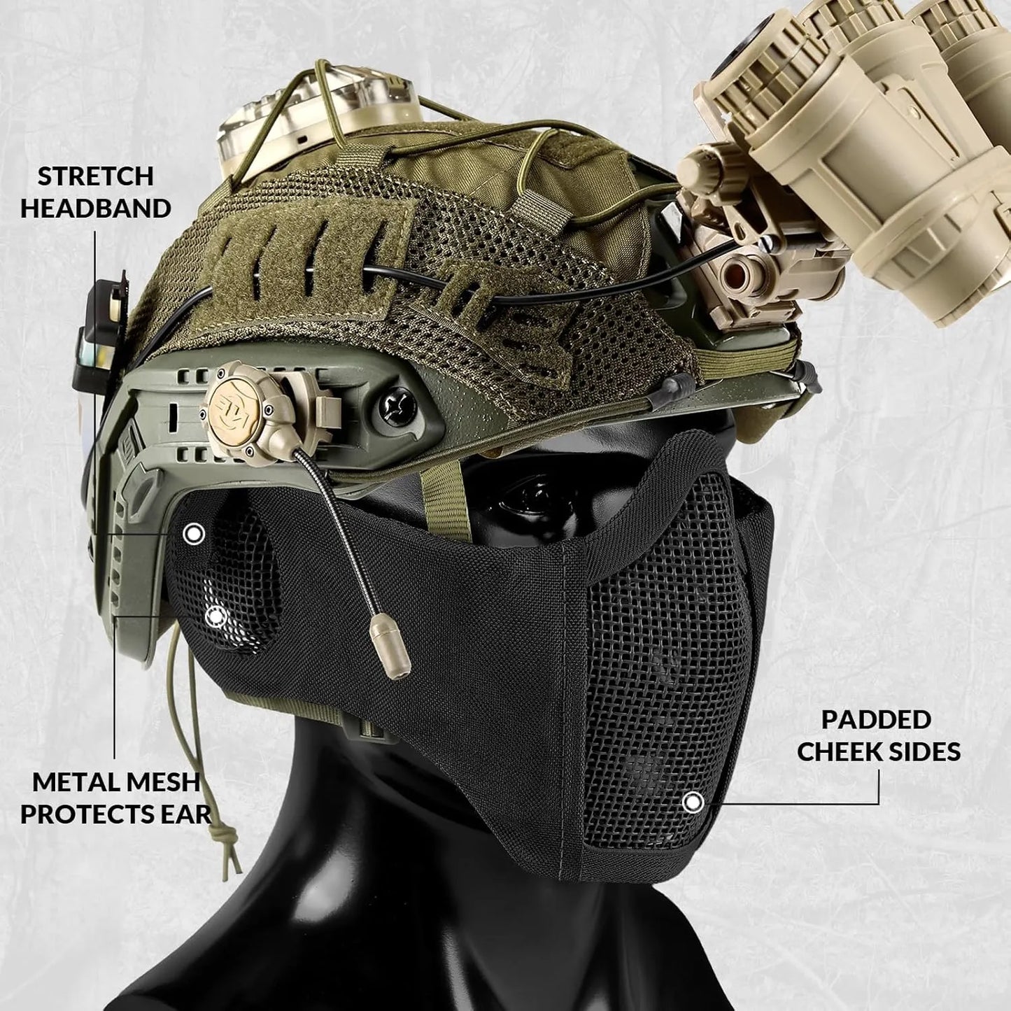 Votagoo Airsoft Mesh Mask Tactical Foldable Half Mesh Mask