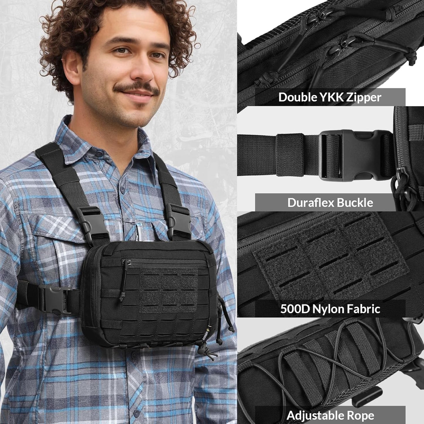 Votagoo Tactical Chest Pack EDC Chest Bag 2L Utility Molle Chest Rig Pouch