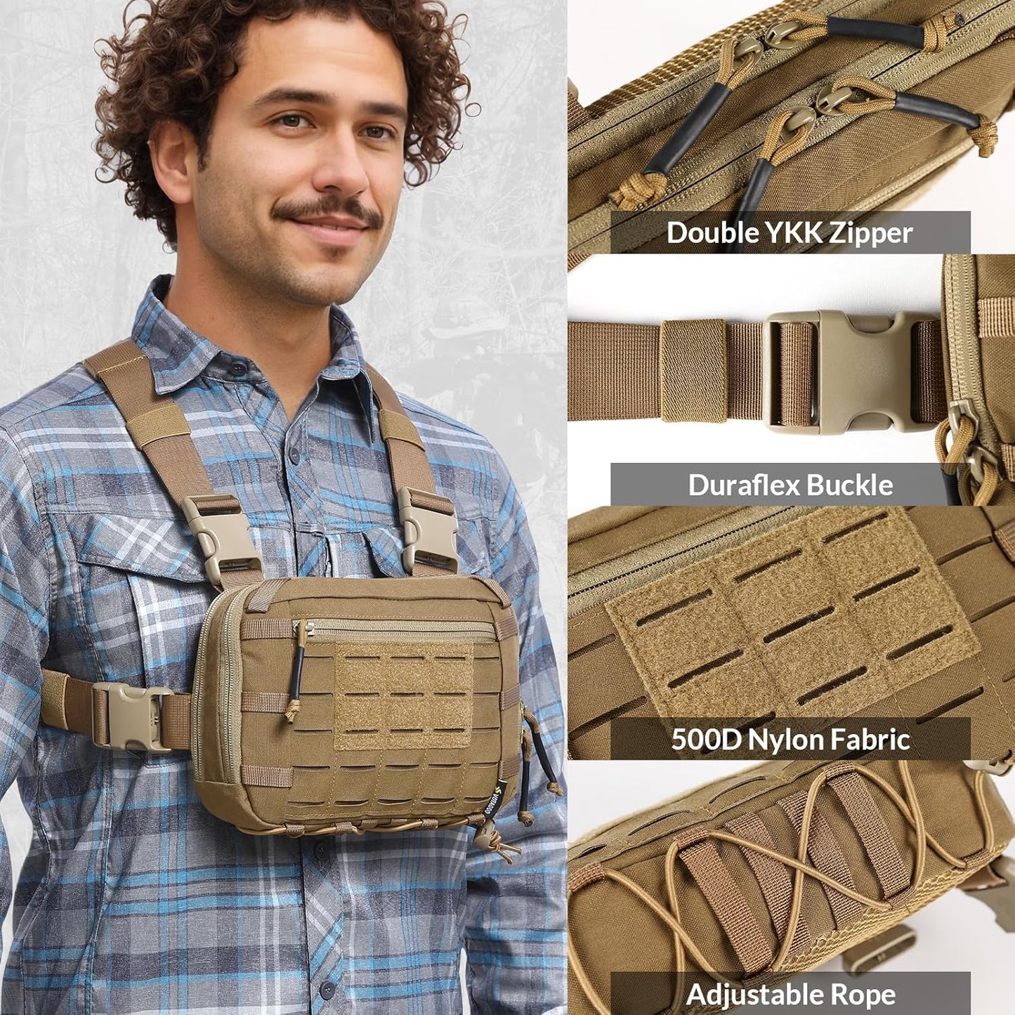 Votagoo Tactical Chest Pack EDC Chest Bag 2L Utility Molle Chest Rig Pouch