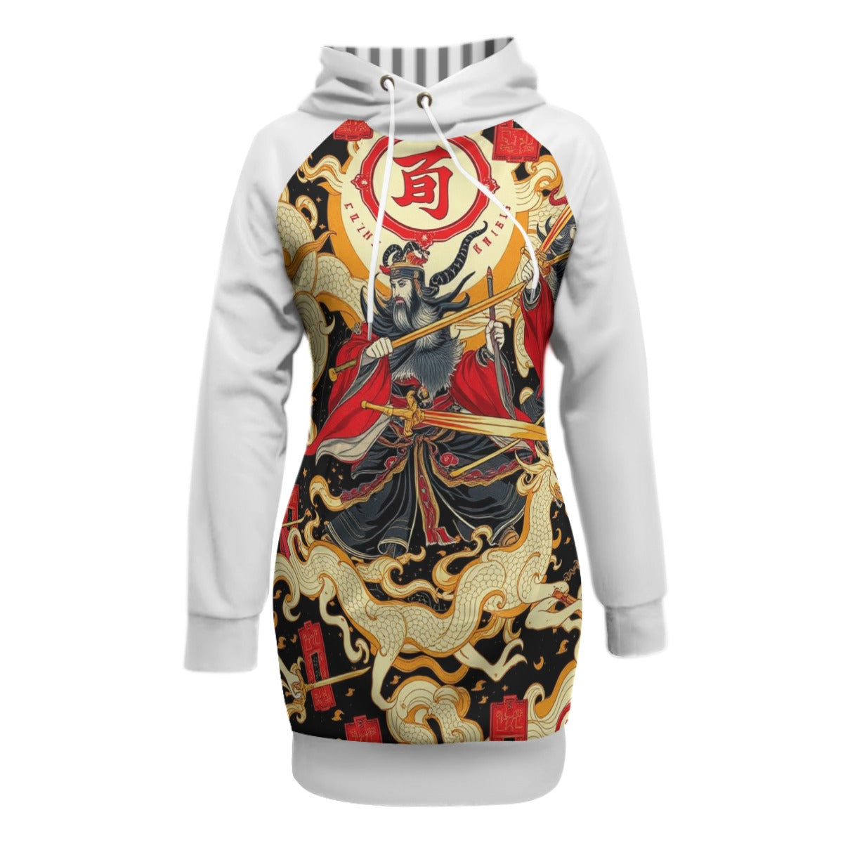 Munsieur All-Over Print Women's Pullover Sweater Dress With Raglan Sleeve