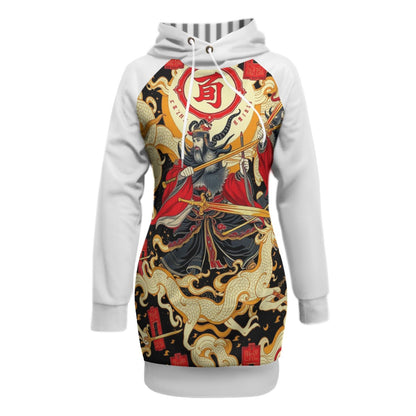 Munsieur All-Over Print Women's Pullover Sweater Dress With Raglan Sleeve